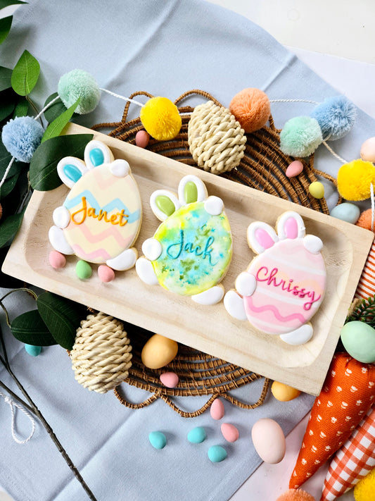 Personalized Bunny Holding Egg Cookies